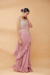 Onion Pink Ruffle Saree