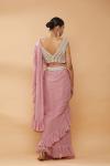 Onion Pink Ruffle Saree