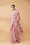 Onion Pink Ruffle Saree