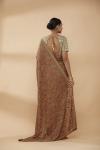 Ochre Brown Embroidered Saree