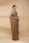 Ochre Brown Embroidered Saree