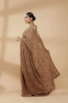 Ochre Brown Embroidered Saree