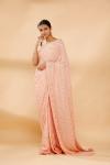 Peach Embroidered Saree