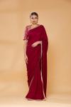 Garnet Red Embroidered Saree