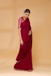 Garnet Red Embroidered Saree