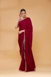 Garnet Red Embroidered Saree