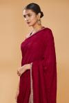 Garnet Red Embroidered Saree