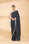 Space Blue Embroidered Saree