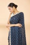 Space Blue Embroidered Saree