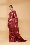 Sangria Red Embroidered Saree