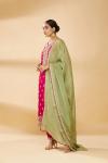 Fuschia Pink & Pista Green Embroidered Suit