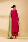 Fuschia Pink & Pista Green Embroidered Suit