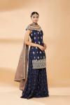 Royal Blue Embroidered Sharara Suit