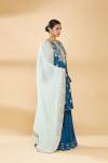 Ocean Blue Embroidered Sharara Suit