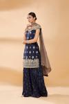 Royal Blue Embroidered Sharara Suit