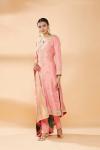 Peachish Pink Embroidered Straight Suit