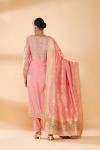 Peachish Pink Embroidered Straight Suit