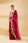 Berry Red Emdroidered Sharara Suit