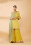 Yellow Embroidered Sharara Suit