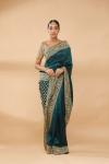 Teal Green Embroidered Saree