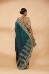 Teal Green Embroidered Saree