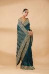 Teal Green Embroidered Saree