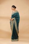 Teal Green Embroidered Saree