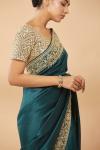 Teal Green Embroidered Saree