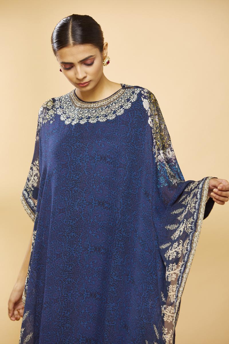 Buy Navy Blue Digital Print Kaftan For Women Online