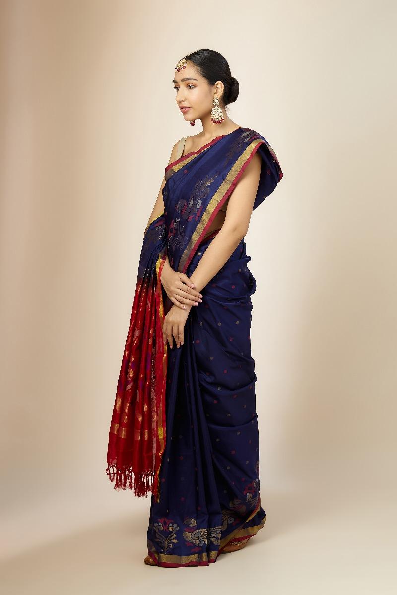 Buy Royal Blue Uppada Silk Saree For Women Online