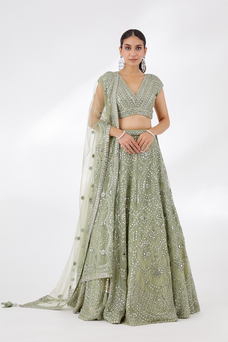 Sage Green Net Lehenga