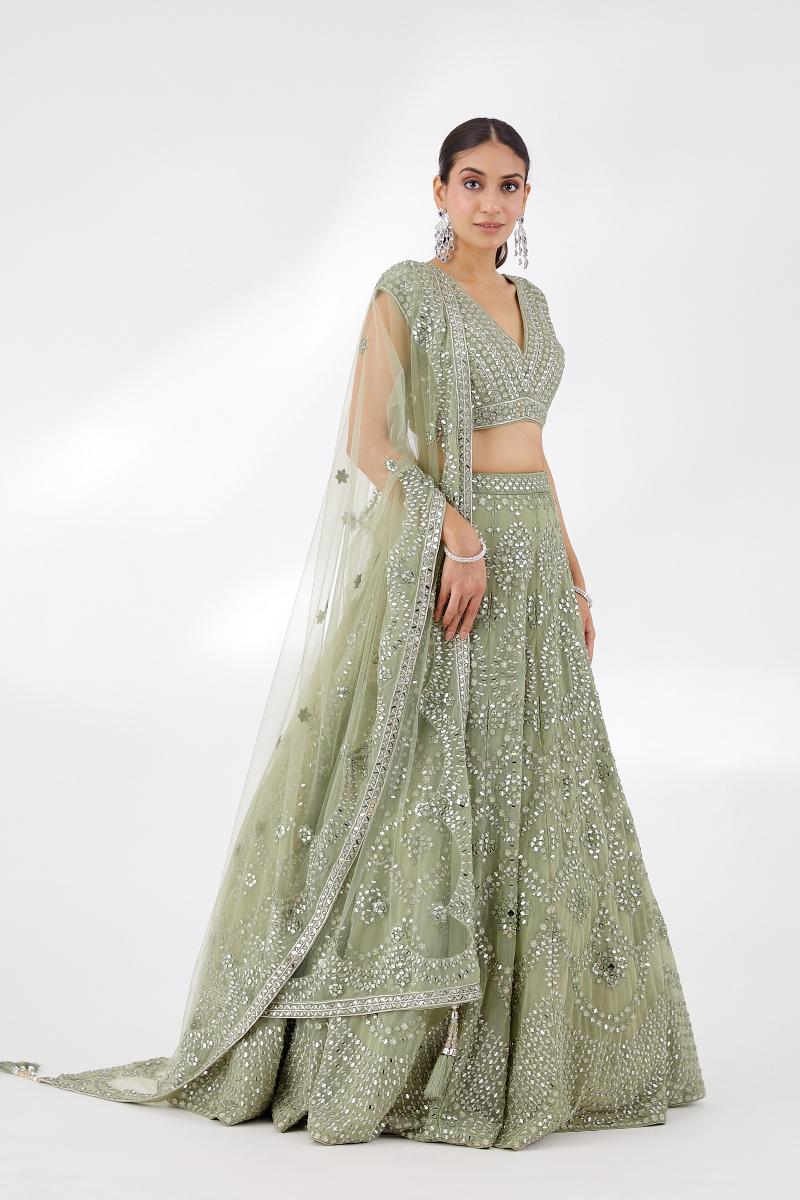 Sage Green Net Lehenga