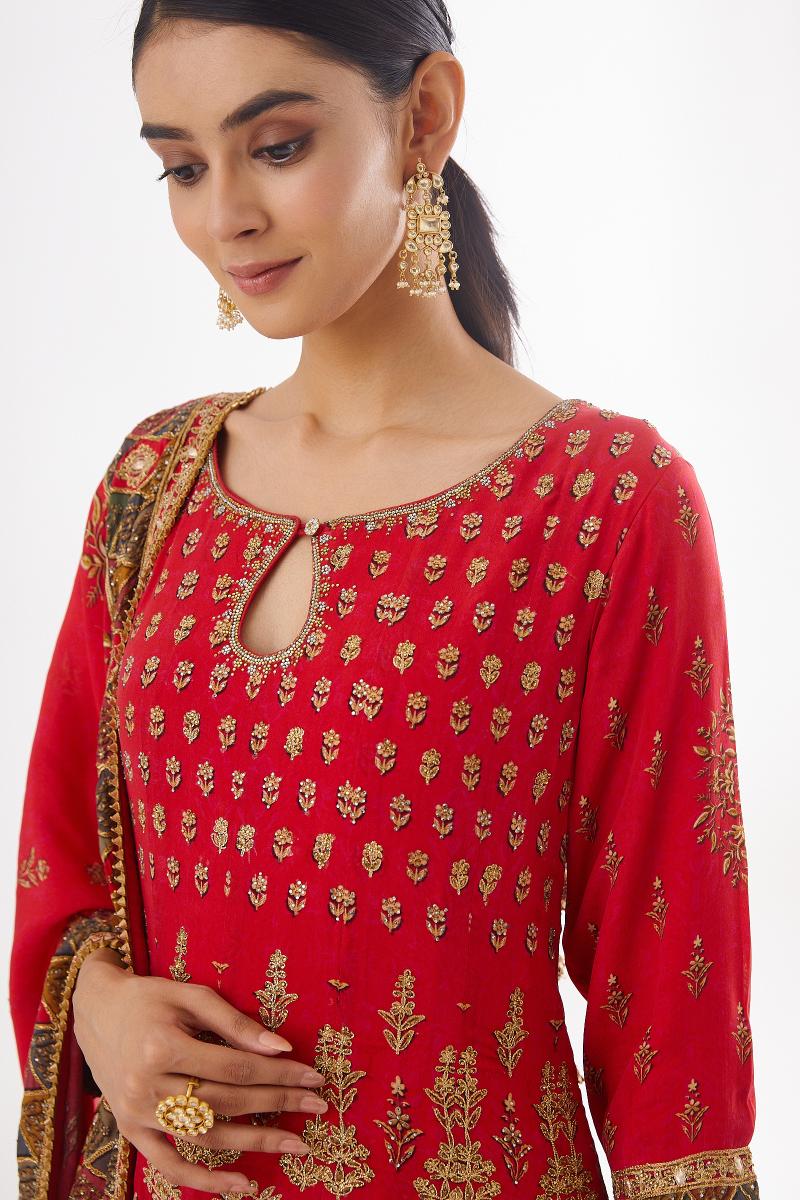 Red,Coral,Lehenga-,Frontier,Raas