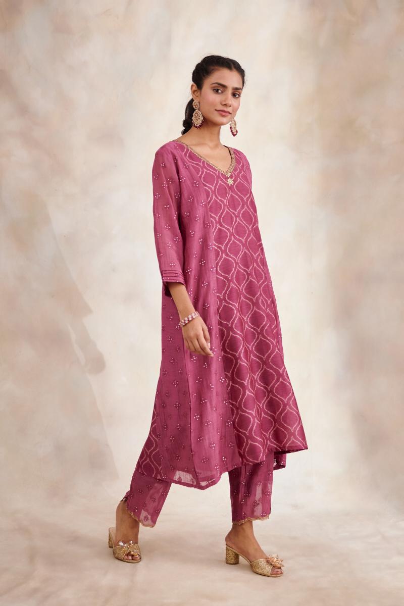 Onion Pink Bandhani Suit Set- Frontier Raas