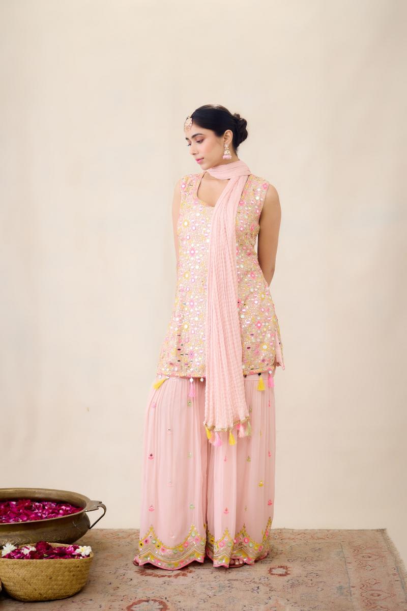 Baby Pink Garara Set - Frontier Raas