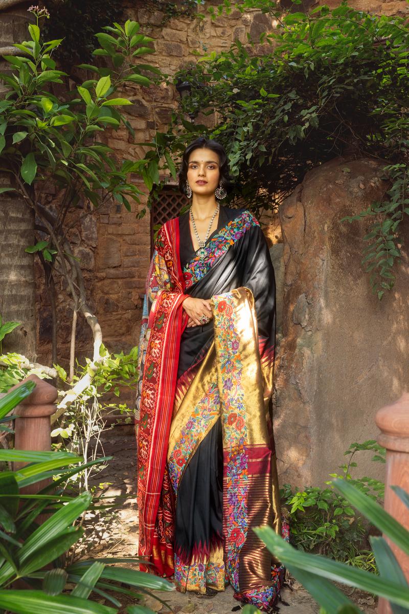 Black Air India Kanjivaram Saree