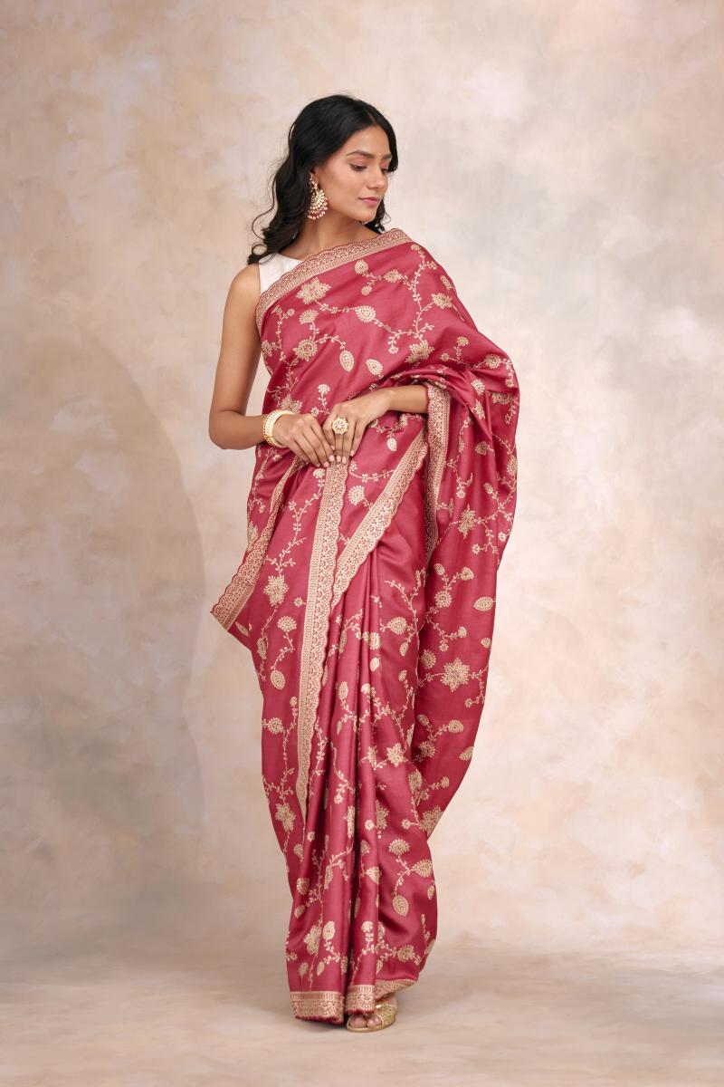 Earth Red Tussar Silk Saree