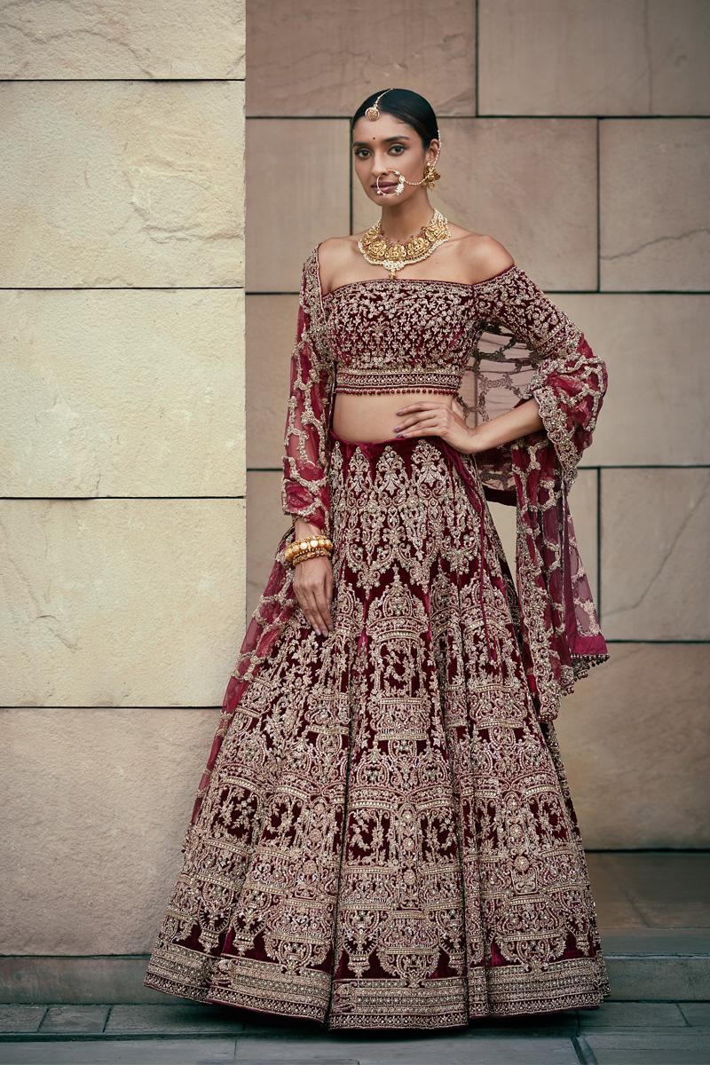 Dark Crimson Bridal Lehenga